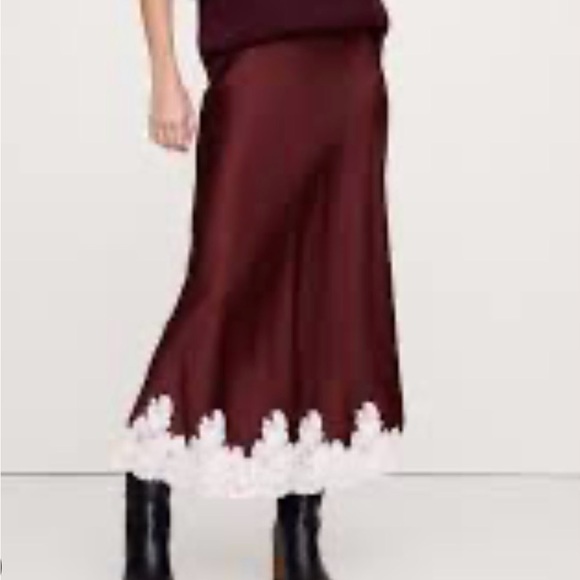 NWT Banana Republic Stretch-Satin Lace-Hem Midi Skirt, S - Picture 9 of 9